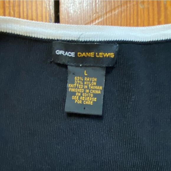 Grace Dane Lewis Mock Wrap Colorblock Dress Size L Black White Stretch Career - Picture 11 of 11